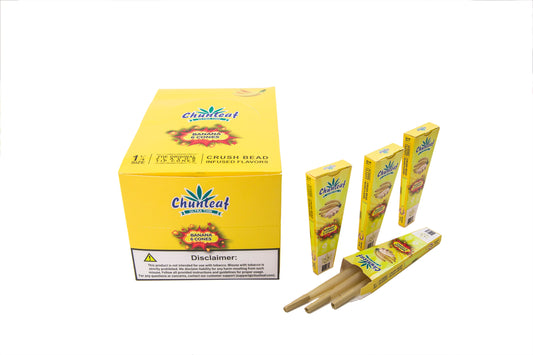 Flavored Pop Cones 1-1/4 Pre-Rolled Cones with Bursting Banana Flavor Bead (1 Case 30 Packs 180 Cones Pop Cones) - Unrefined Rolling Cones Rolling Paper Wraps Slow Burn - (BZS306-BN)