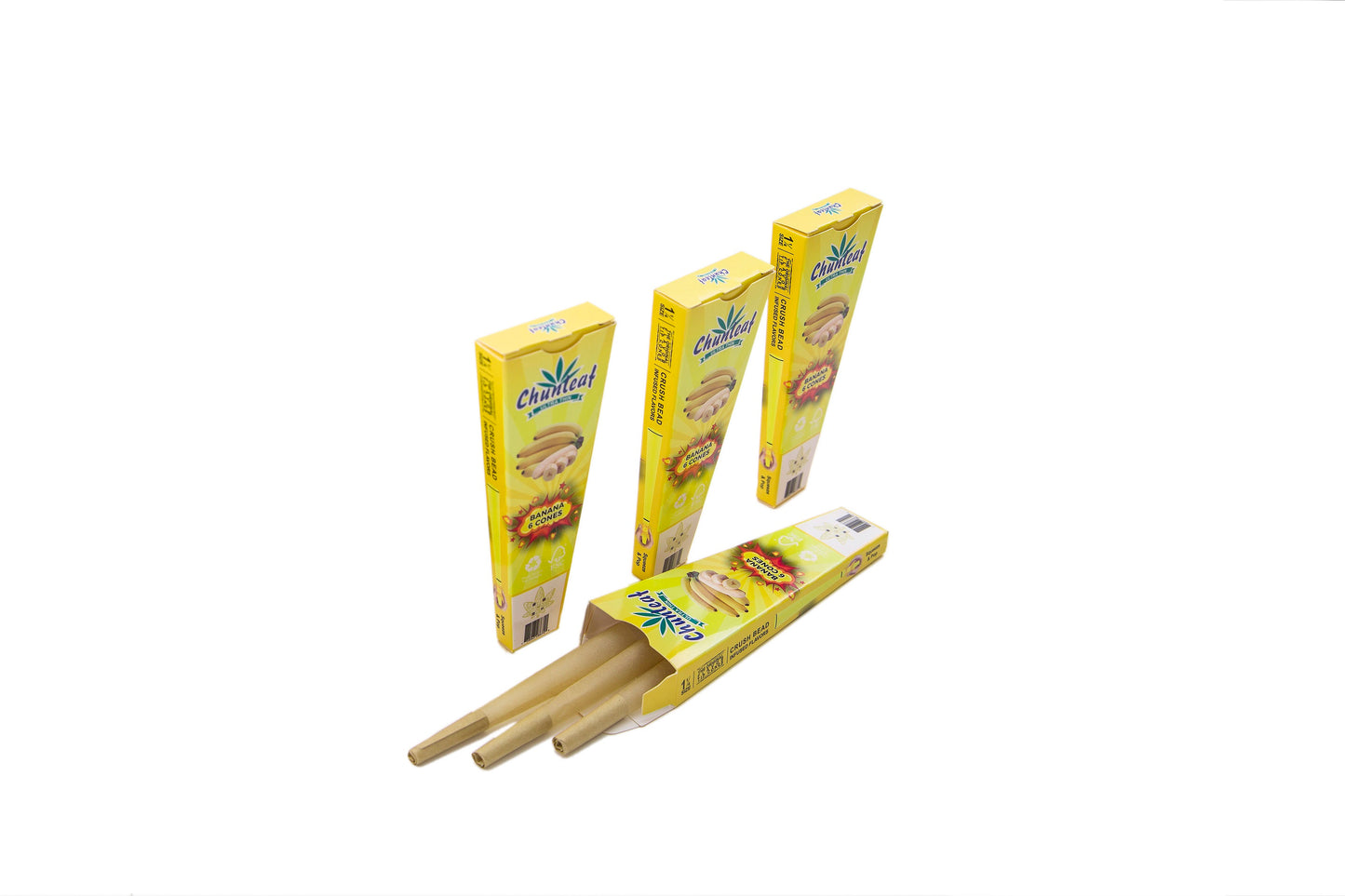 Flavored Pop Cones 1-1/4 Pre-Rolled Cones with Bursting Banana Flavor Bead (1 Case 30 Packs 180 Cones Pop Cones) - Unrefined Rolling Cones Rolling Paper Wraps Slow Burn - (BZS306-BN)