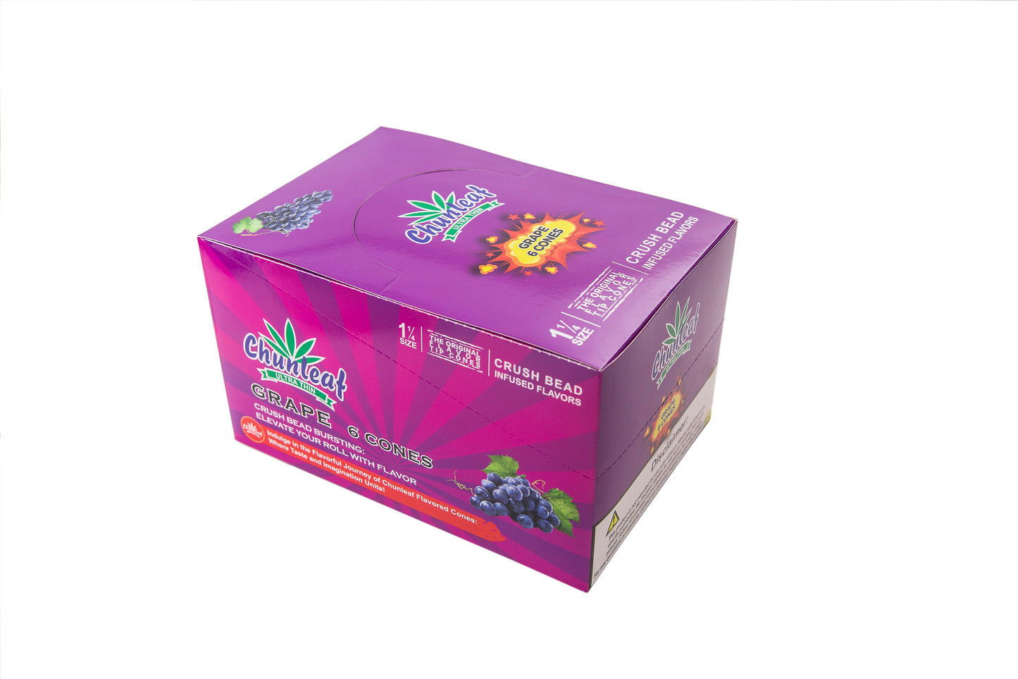 Flavored Pop Cones 1-1/4 Pre-Rolled Cones with Bursting Grape Flavor Bead (1 Case 30 Packs 180 Cones Pop Cones) - Unrefined Rolling Cones Rolling Paper Wraps Slow Burn (BZS306-GR)